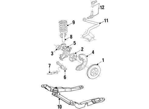 1986 Mercury Sable Front Suspension Components, Lower Control Arm, Stabilizer Bar Strut Mount Diagram for E6DZ18183AA