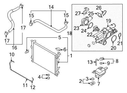 2009 Hyundai Sonata Radiator & Components Radiator Assembly Diagram for 25310-0A180