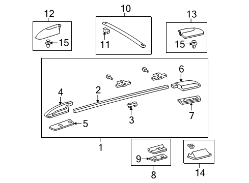 2021 Toyota Sequoia Luggage Carrier Cross Bar Diagram for 63409-0C020