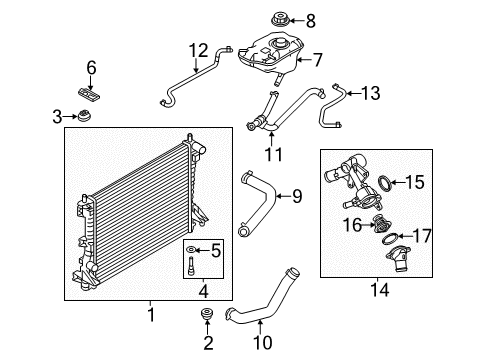 2012 Ford Mustang Radiator & Components Overflow Hose Diagram for ER3Z-8276-A