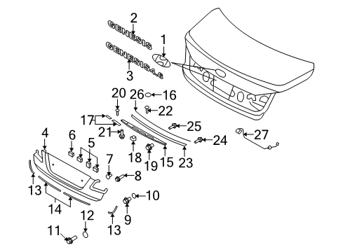 2012 Hyundai Genesis Exterior Trim - Trunk Lid Screw-Tapping Diagram for 12431-04209-B