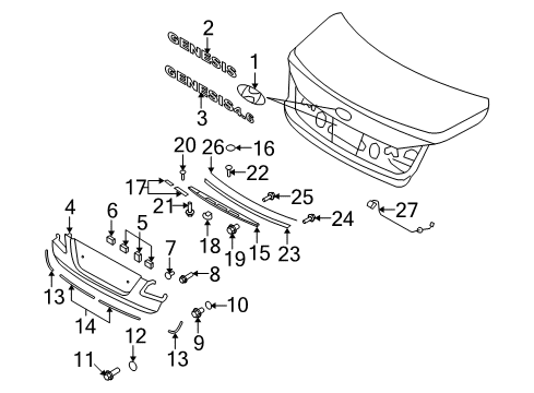 2012 Hyundai Genesis Exterior Trim - Trunk Lid Nut-Spring Diagram for 1335704017B