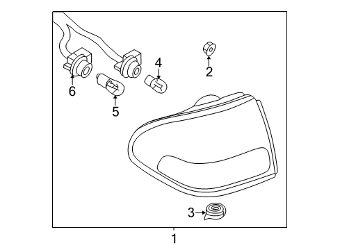 2001 Nissan Sentra Bulbs Rear Combination Lamp Socket Assembly Diagram for 26551-5M000