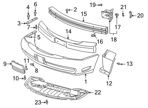 2001 Cadillac DeVille Front Bumper Energy Absorber Diagram for 25659760
