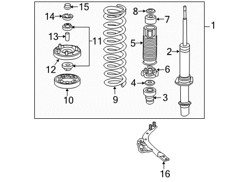 2005 Honda Accord Struts & Components - Front Bar, L. FR. Tower Diagram for 74185-SDA-A00
