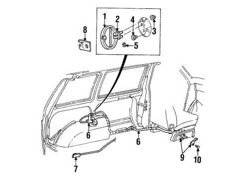 1990 Plymouth Voyager Side Panel & Components Cable B/S/A Fuel Filler Door R Diagram for 5257758