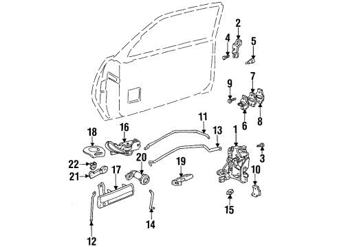 1994 Pontiac Grand Am Door - Lock Hardware Rod-Front Side Door Inside Hndl Diagram for 22599718