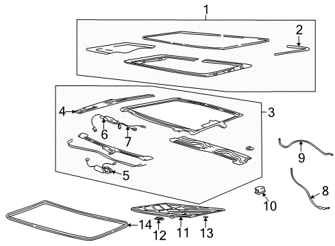 2003 Oldsmobile Alero Sunroof Motor Asm, Sun Roof Sunshade "Mdiv" Diagram for 88956691