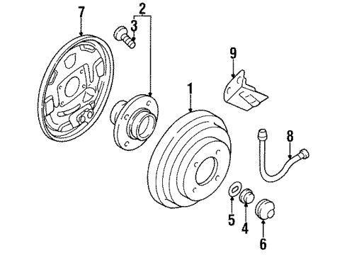 1995 Nissan Sentra Rear Brakes Plate Assembly-Back Rear Brake LH Diagram for 44030-F4300