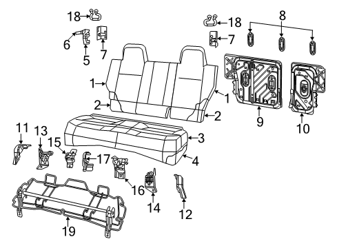 2014 Jeep Compass Rear Seat Components Seat Cushion Foam Diagram for 68024678AA