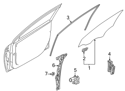 2022 Hyundai Ioniq 5 Front Door Glass & Hardware MOTOR ASSY-FRONT POWER WDW, LH Diagram for 82450-GI010