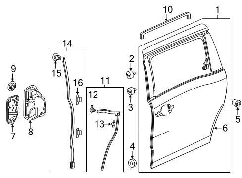 2018 Honda Odyssey Sliding Door Seal, L. Slide Door Hole (B)(Aux) Diagram for 72862-THR-A01