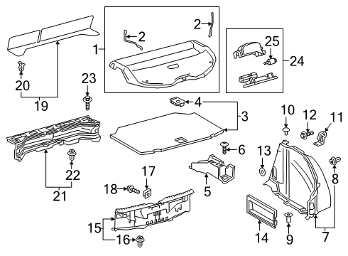 2020 Toyota Corolla Bulbs Package Tray Hanger Diagram for 64306-12131