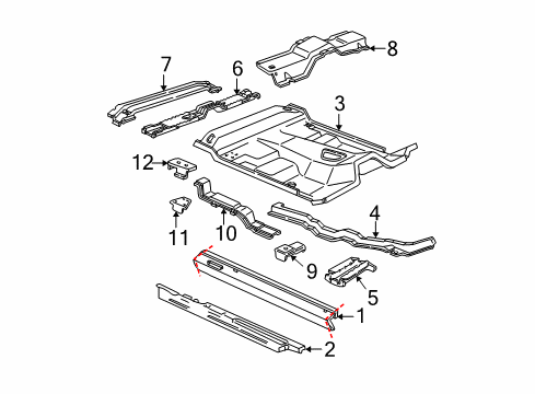 2009 Ford Ranger Rocker, Floor Floor Pan Diagram for 7L5Z-1311135-A
