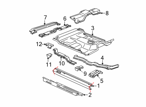 2006 Ford Ranger Rocker, Floor Seat Mount Diagram for E6TZ-13112B76-A