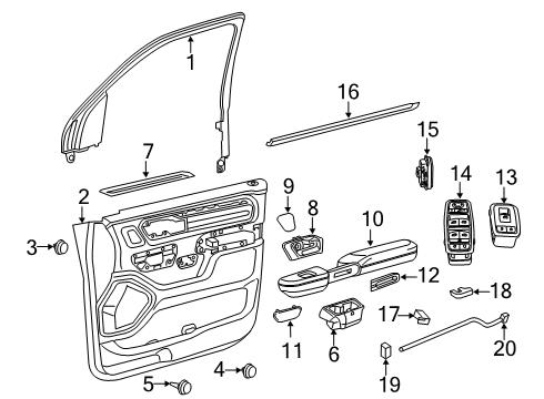 2019 Ram 1500 Front Door CUPHOLDER Diagram for 5YK47TX7AC