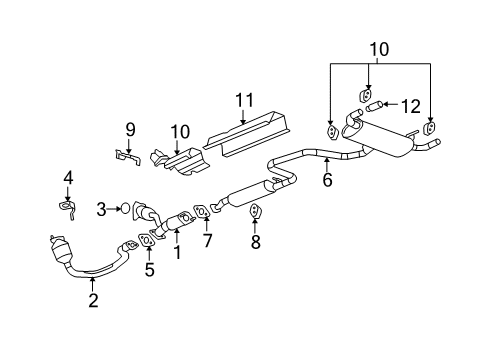 2008 Saturn Aura Exhaust Components Front Shield Diagram for 12579527