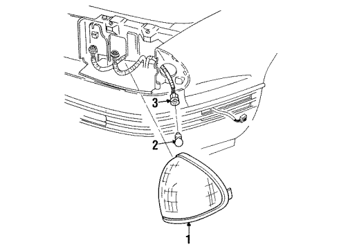 1995 Oldsmobile 88 Signal Lamps Lamp Asm-Corner R.H. Diagram for 16521744