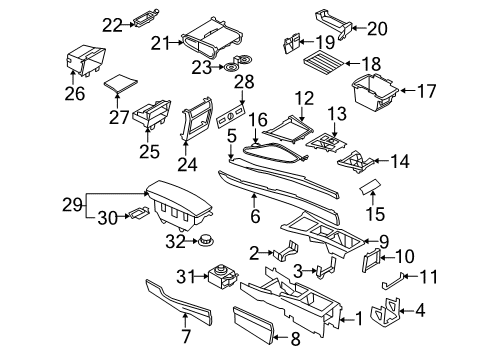 2013 BMW X6 Center Console Bracket, Centre Console Front Diagram for 51166954951