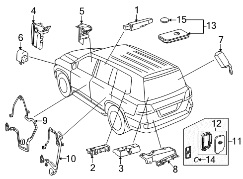 2014 Lexus LX570 Keyless Entry Components Smart Key Control Module Diagram for 89990-60184