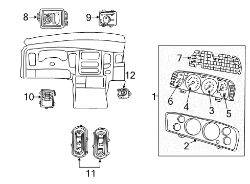2004 Dodge Ram 1500 Cluster & Switches Cluster Diagram for 5029819AE