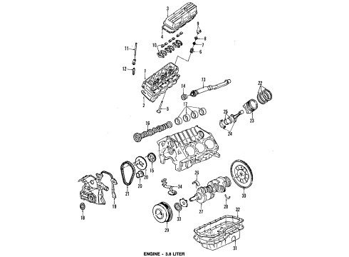 1995 Pontiac Bonneville Engine Parts, Mounts, Cylinder Head & Valves, Camshaft & Timing, Oil Pan, Oil Pump, Balance Shafts, Crankshaft & Bearings, Pistons, Rings & Bearings Balancer Asm, Crankshaft Diagram for 88960265