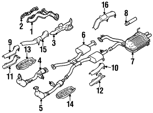 1999 Infiniti Q45 Exhaust Components, Exhaust Manifold INSULATOR Assembly-Center Tube, Upper Diagram for 20535-6P011