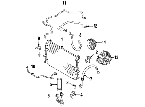 1991 Toyota Celica A/C Condenser, Compressor & Lines Compressor, REMAN Diagram for 88320-20761-84