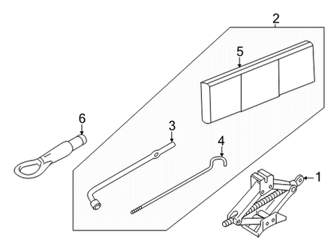 2021 Nissan Rogue Jack & Components Tool Set Diagram for 99501-6FV0A