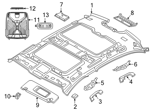 2022 BMW 740i Interior Trim - Roof Bracket, Front Left Grab Handle Diagram for 51167355351