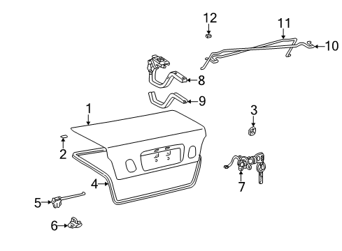 2003 Lexus GS430 Trunk Lid Bar, Luggage Door Hinge Torsion, RH Diagram for 64531-30250