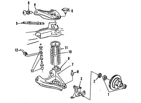 1985 GMC Caballero Front Suspension Components, Lower Control Arm, Upper Control Arm, Stabilizer Bar Link Diagram for 470147