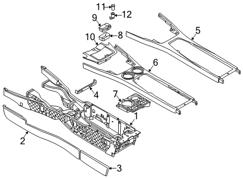 2003 BMW 745i Center Console Supporting Part, Centre Console Diagram for 51168223326