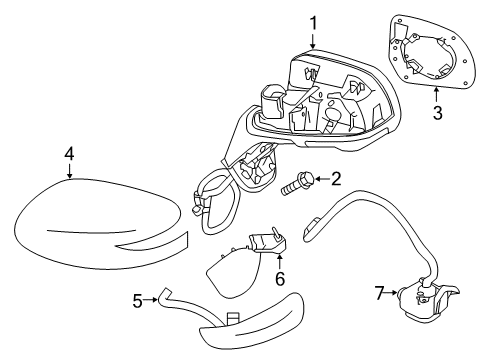 2014 Nissan Versa Note Outside Mirrors Glass-Mirror, LH Diagram for 96366-3AN0B