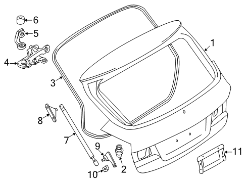 2015 BMW X1 Lift Gate Earth Strap, Trunk Lid, Left Diagram for 61126964583