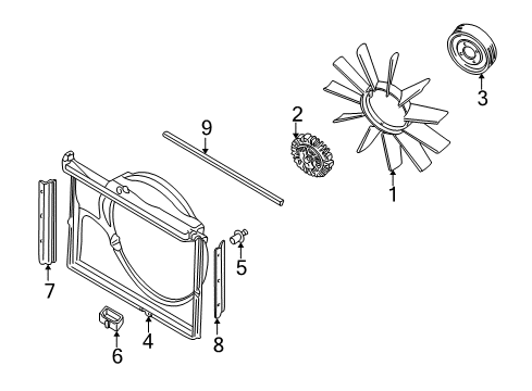 2000 BMW Z8 Cooling Fan Bracket, Fan Housing Diagram for 17111440193