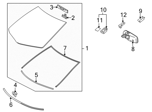 2012 Lexus RX350 Wiper & Washer Components Cover, Inner Rear View Mirror Stay Holder Diagram for 87818-33010
