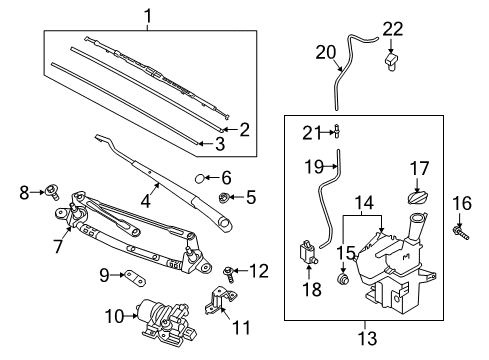 2022 Hyundai Accent Wiper & Washer Components Reservoir & Pump Assembly-Washer Diagram for 98610-J0100