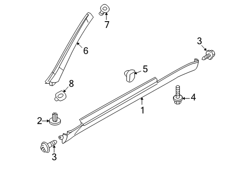 Diagram for 2009 Infiniti G37 Exterior Trim - Pillars, Rocker & Floor 