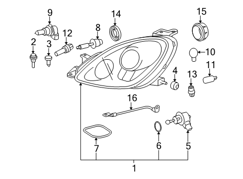 2007 Lexus SC430 Bulbs Socket,Cover Diagram for 90075-99054