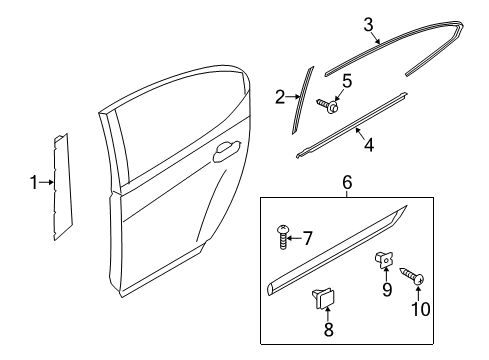2015 Kia Cadenza Exterior Trim - Rear Door Tape-Rear Door Black Frame Diagram for 863913R000