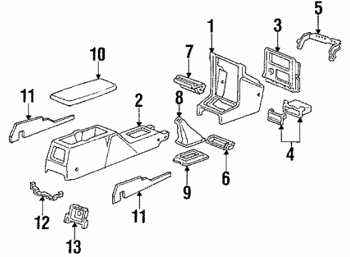 1986 Acura Legend Console Console Assembly, Front (Palmy Gray) Diagram for 77290-SD4-A01ZA