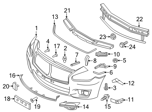 2015 Infiniti Q70L Front Bumper Cover-Bumper Bracket Diagram for 622A1-4AM0A