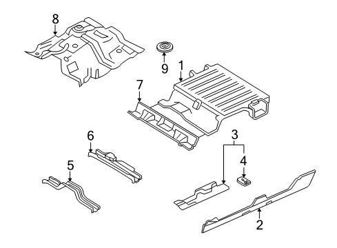 2007 Ford Explorer Sport Trac Rear Floor Floor Pan Diagram for 7A2Z-7811218-A