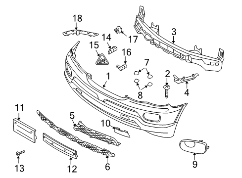 2004 BMW X5 Front Bumper Support Diagram for 51117009895