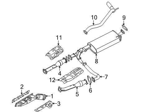 2004 Nissan Titan Exhaust Manifold Exhaust, Main Muffler Assembly Diagram for 20100-7S200