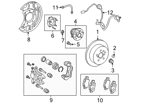 2006 Toyota Sienna Rear Brakes Caliper Overhaul Kit Diagram for 04479-28090