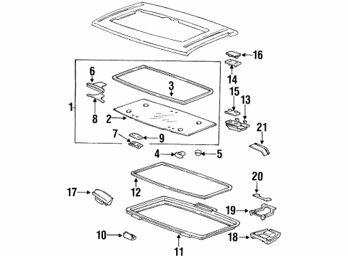1986 Nissan D21 Sunroof Handle Sun Roof Diagram for 73880-M6601