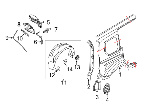 2014 Ford Transit Connect Fuel Door Fuel Door Diagram for DT1Z-61405A26-A