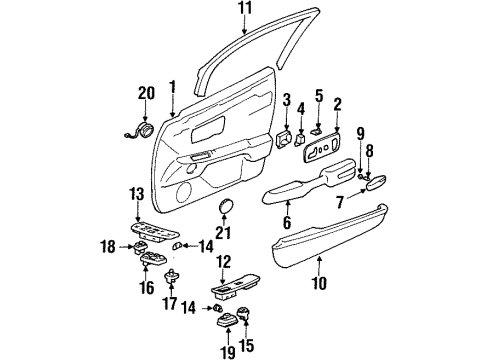 1999 Cadillac DeVille Interior Trim - Front Door Armrest Asm, Front Side Door-LH *Black Diagram for 12373265